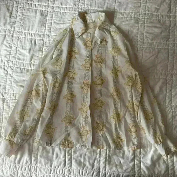 Floral western long sleeve shirt button up romantic coquette women's - Picture 8 of 8